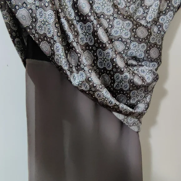 TED BAKER LONDON TB 3 US 6 Silk Tie Back Dress in Gray Multi Geometric Print 👗 - Picture 6 of 9